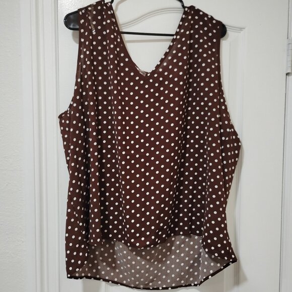 Love to be Loved Tops - Love to be Loved | Womens Polka Dot Brown Top with Bow | Size 3XL